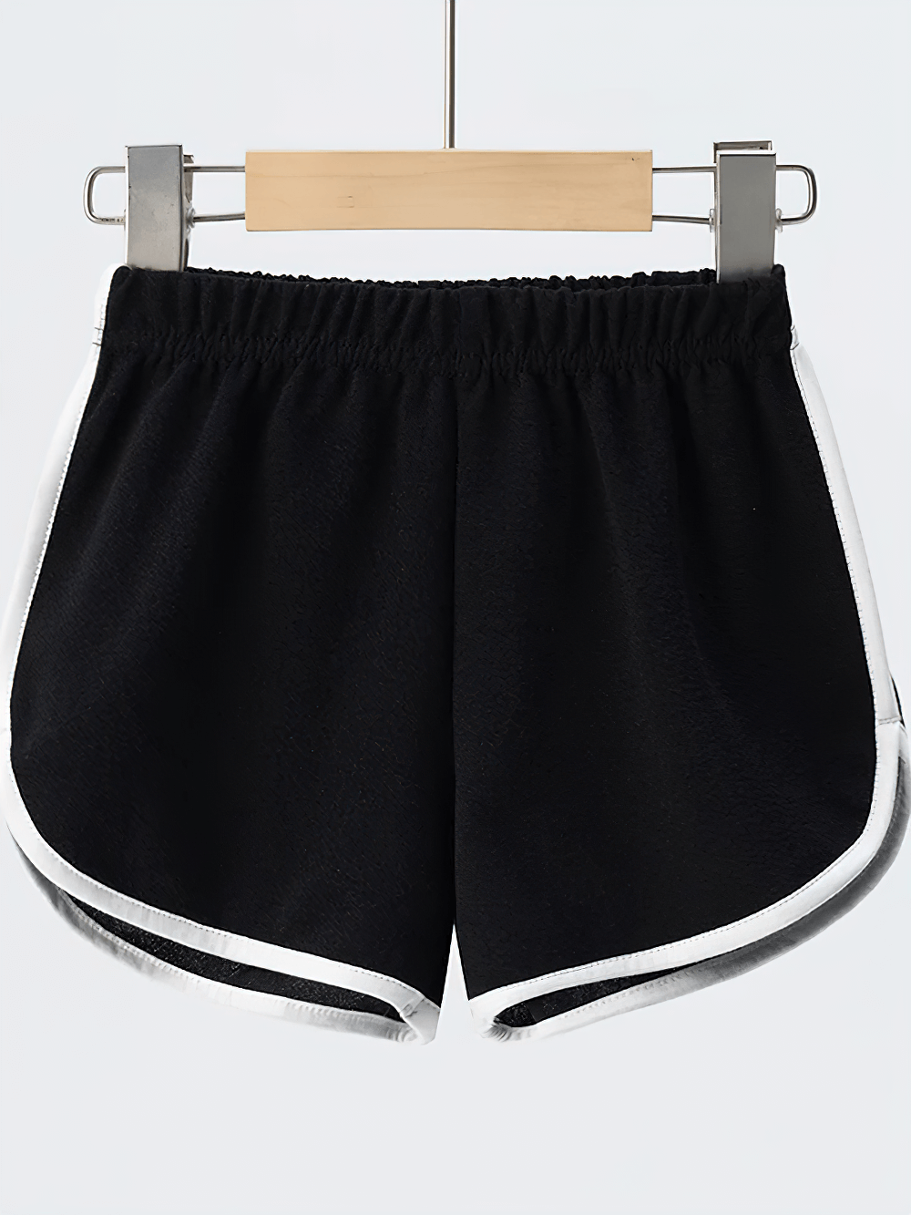 Athletic Shorts With Elastic Waist and Side Trim - SF3732 in black with white trim