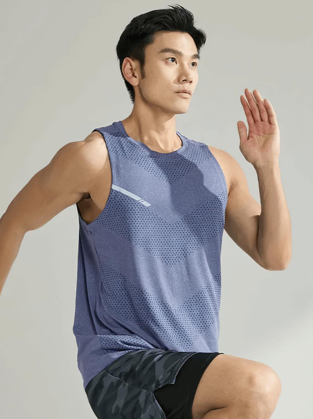 Athletic Tank Top with Reflective Logo - SF4109, breathable and stylish gym wear for enhanced visibility and performance during workouts.