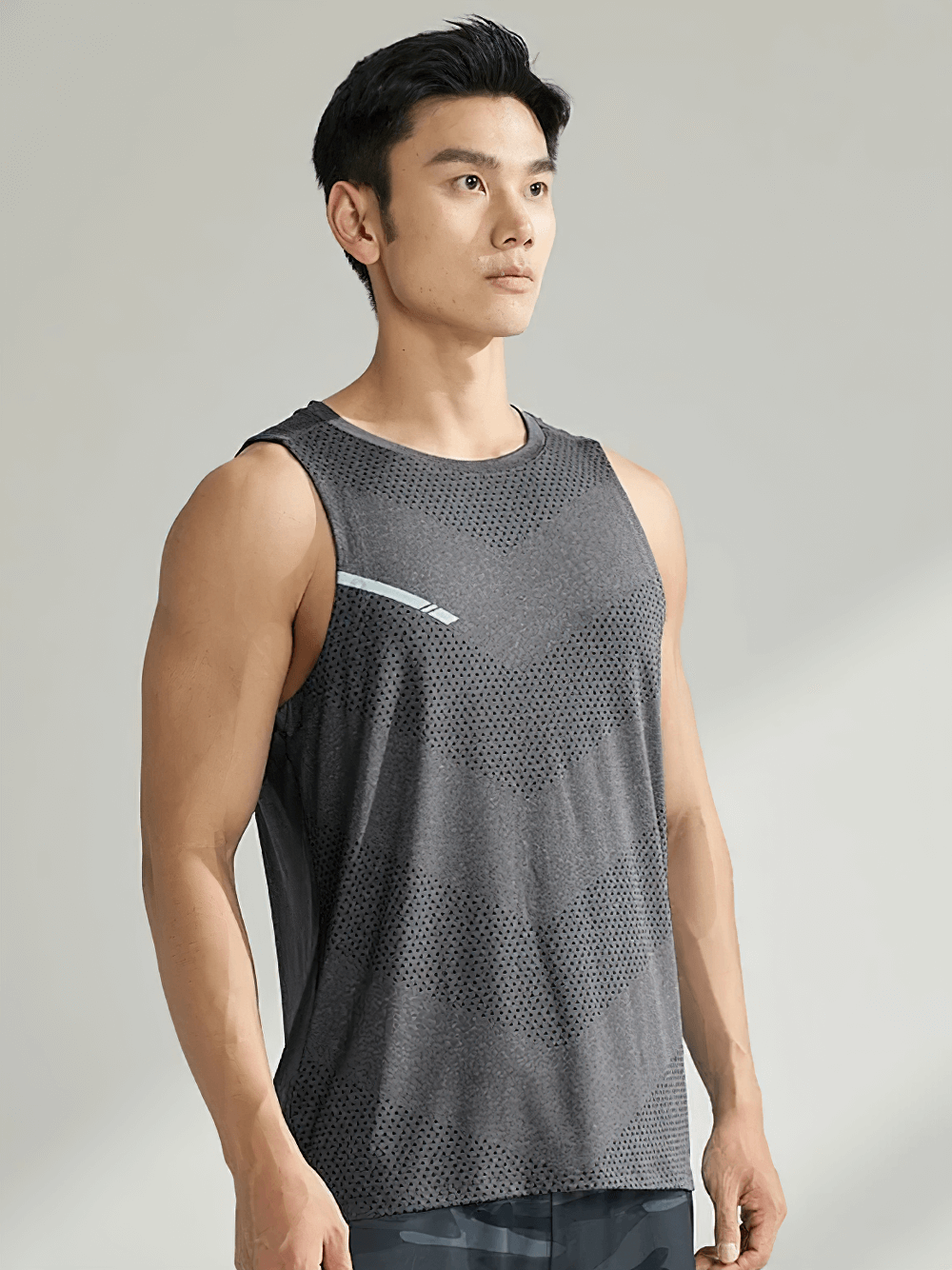 Athletic Tank Top with Reflective Logo - SF4109 for night visibility workouts, breathable fabric, men's gym wear.