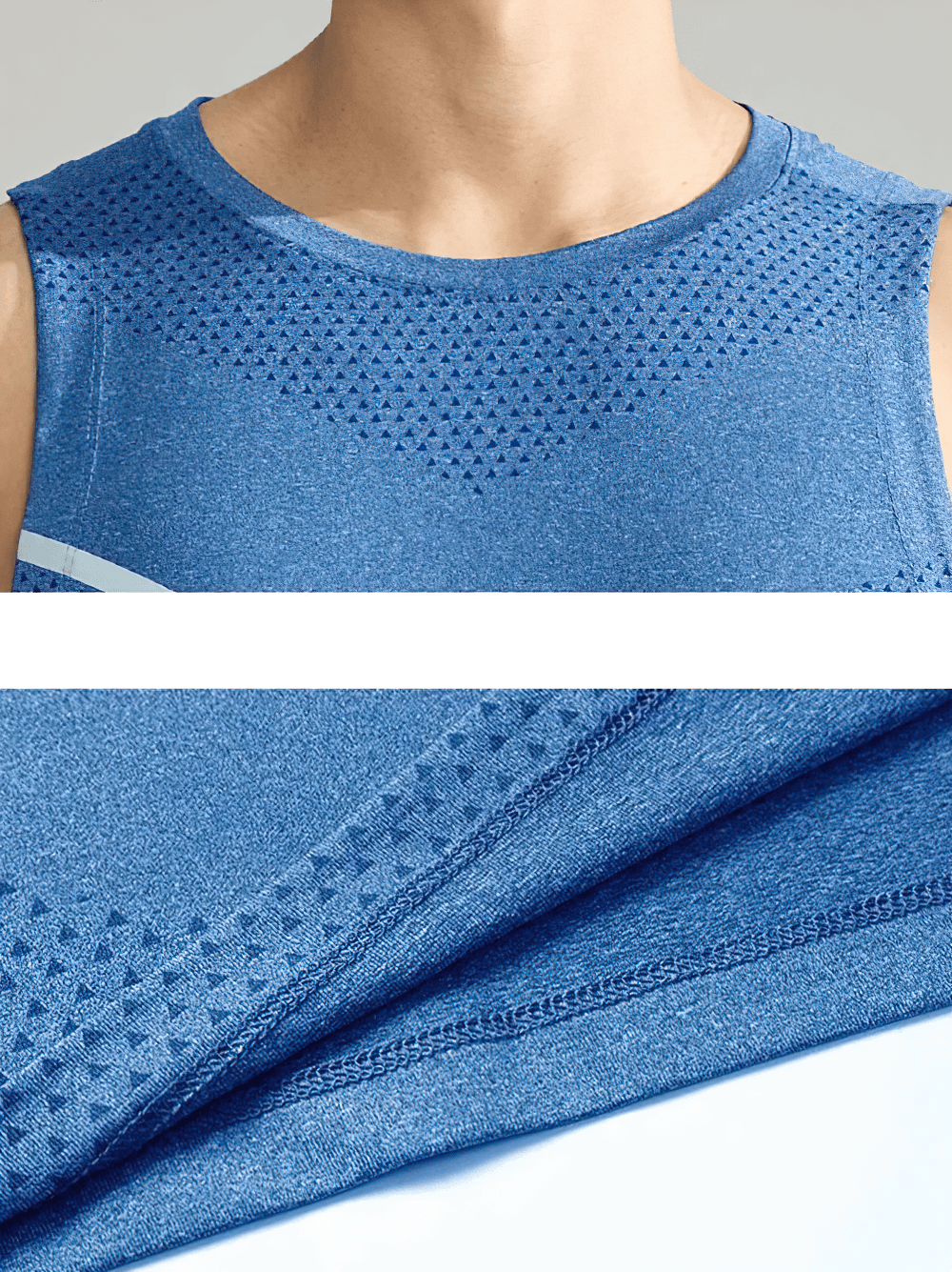 Athletic Tank Top with Reflective Logo - SF4109 in breathable blue fabric for enhanced night visibility, ideal for workouts and running.