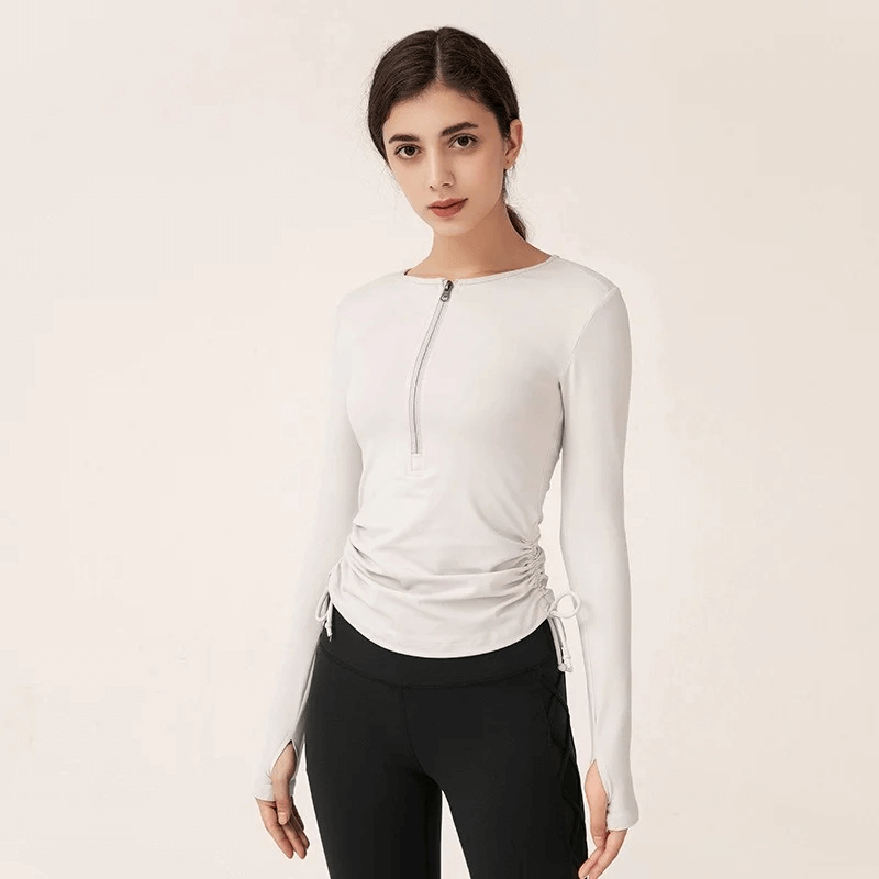 Athletic Thumb Hole Zip Top for Gym and Yoga - SF2107
