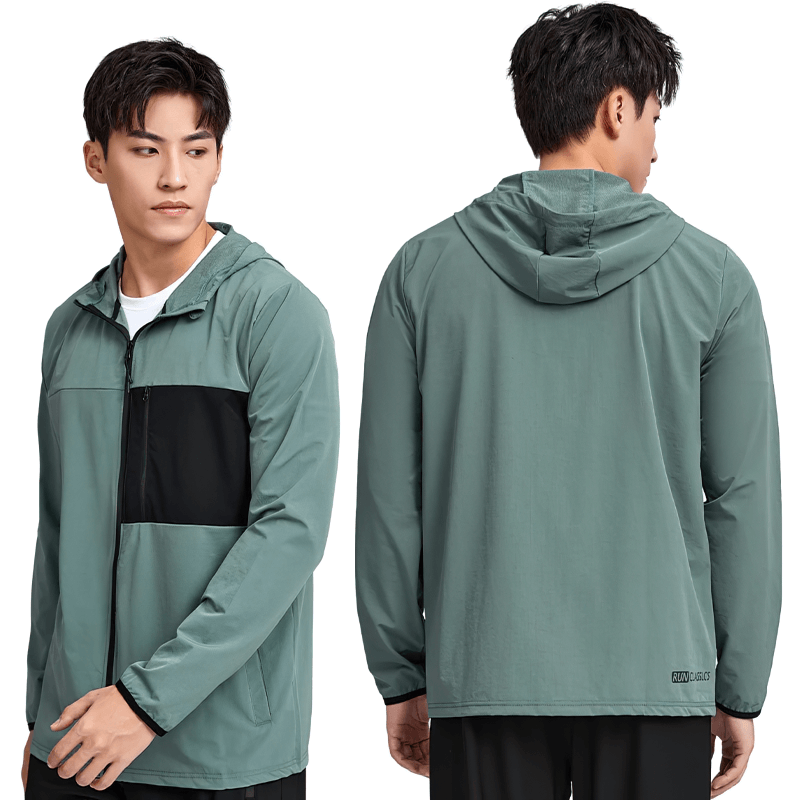 Stylish men's athletic windbreaker SF2010 with zip-up and hood. Perfect for active lifestyle, outdoor adventures, and casual outings.