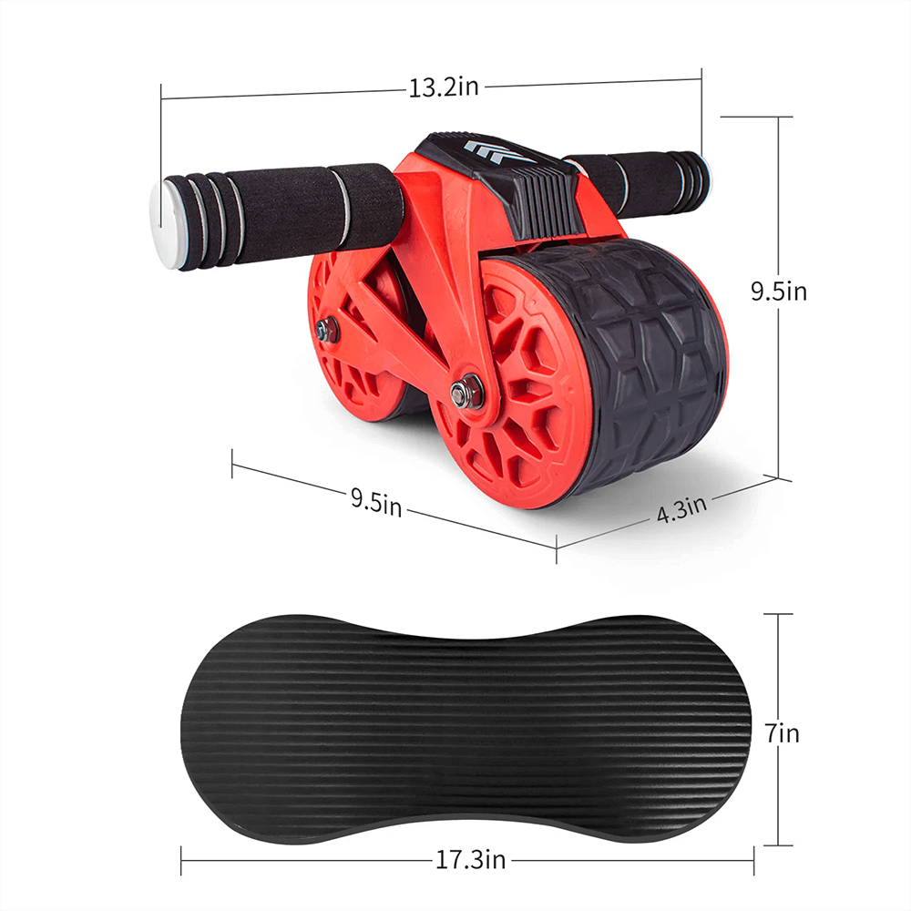 Automatic Rebound Ab Wheel Roller SF3382 with knee mat, measures included, perfect for core workouts and fitness tracking.