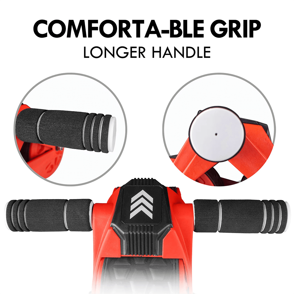 Automatic Rebound Ab Wheel Roller with comfy grip handle and intelligent display for core workouts, featuring an extended handle design.