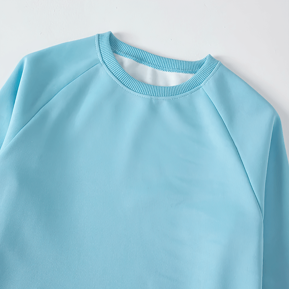 Basic Crew Neck Solid Color Sweatshirt - SF3539 in blue, casual kids pullover with ribbed cuffs and hem for everyday wear.