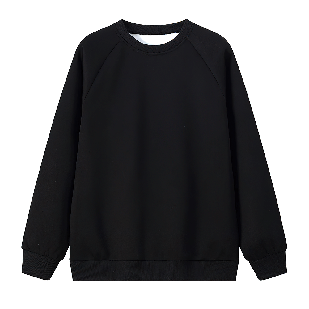 Basic Crew Neck Solid Color Sweatshirt - SF3539 in black, perfect kids' pullover for everyday wear with soft fleece fabric and ribbed cuffs.