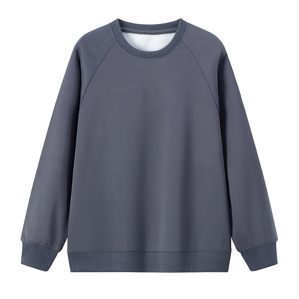 Basic Crew Neck Solid Color Sweatshirt - SF3539 in grey, casual kids pullover with ribbed cuffs, perfect for school or playtime.