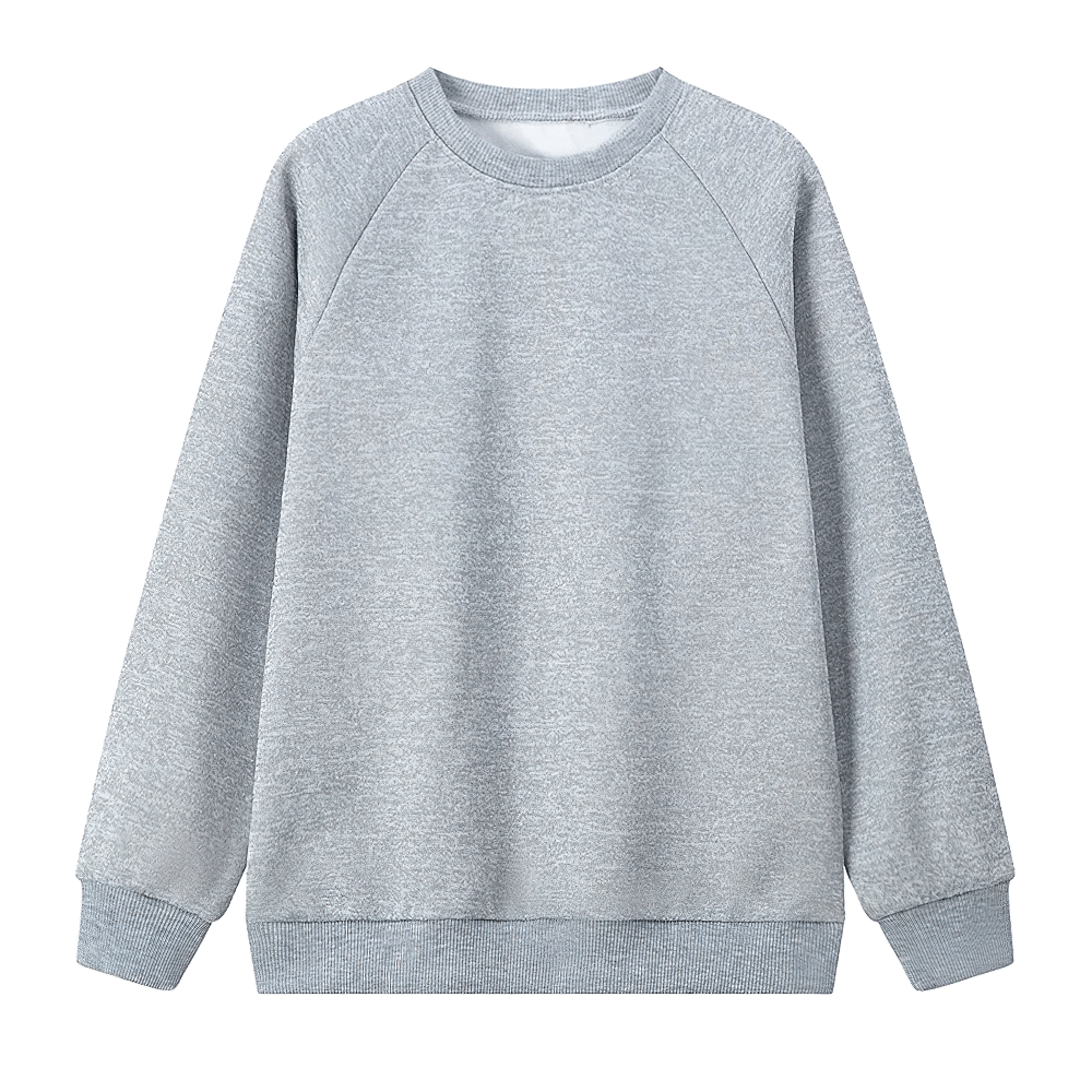 Basic Crew Neck Solid Color Sweatshirt - SF3539 in grey, kids casual pullover with ribbed cuffs, perfect for everyday wear and layering.