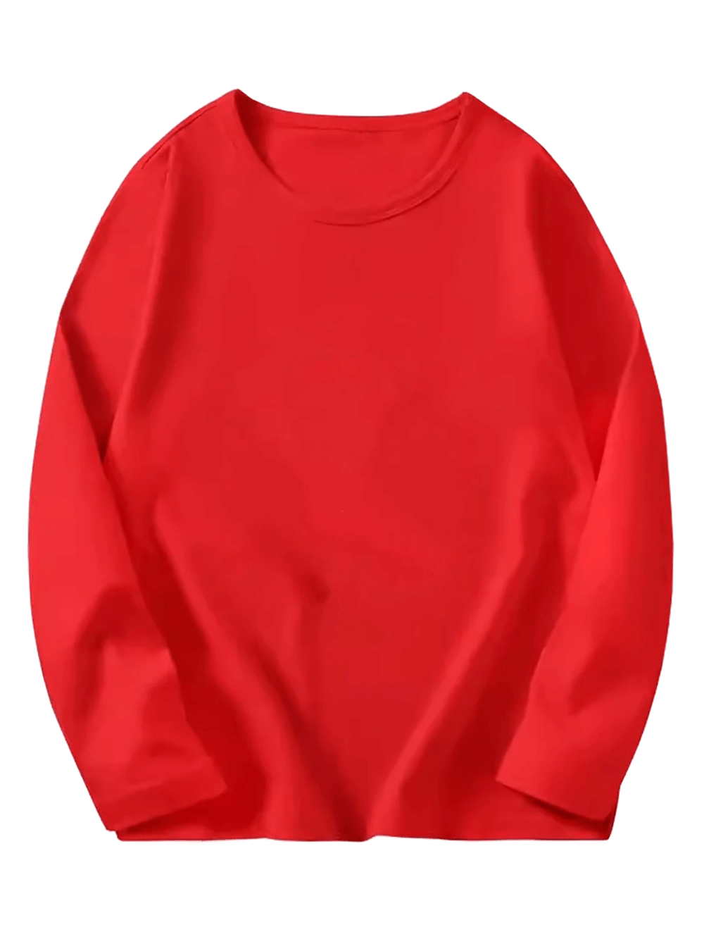 Kids red cotton long-sleeved round neck top, perfect for spring and autumn. Soft, breathable fabric for boys and girls SF3109.