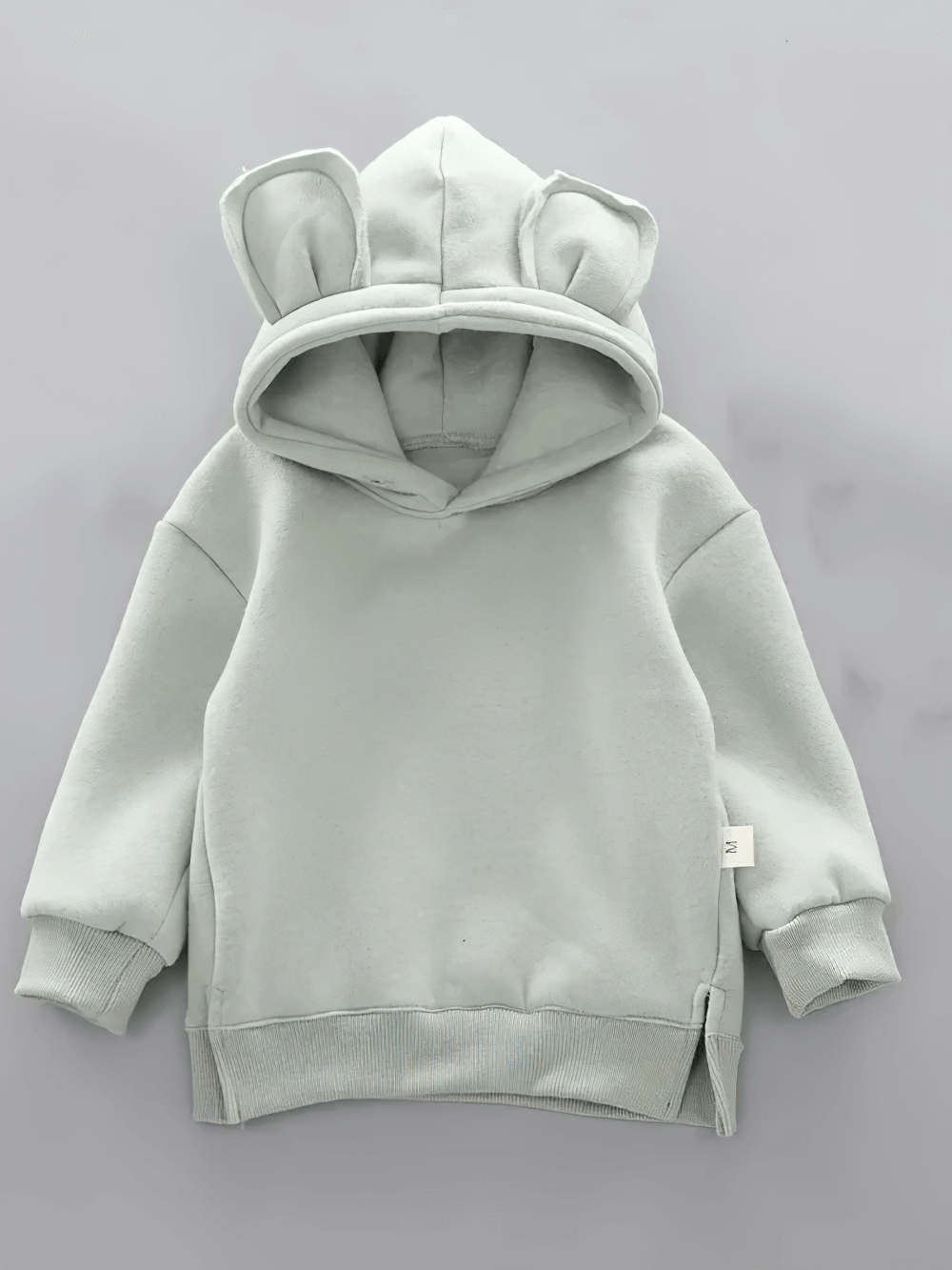 Bear Ears Hoodie with Zip and Side Slits - SF3655 for kids, featuring cute bear ears, soft fabric, and stylish side slits.