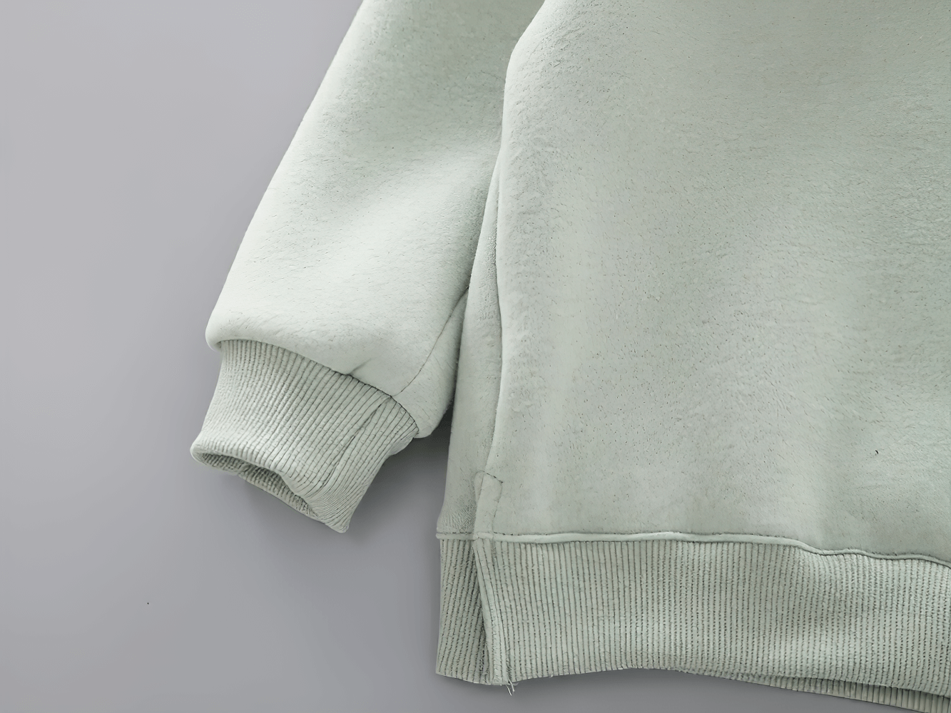 Close-up of Bear Ears Hoodie with Zip and Side Slits - SF3655 showing soft fabric and side slit detail.