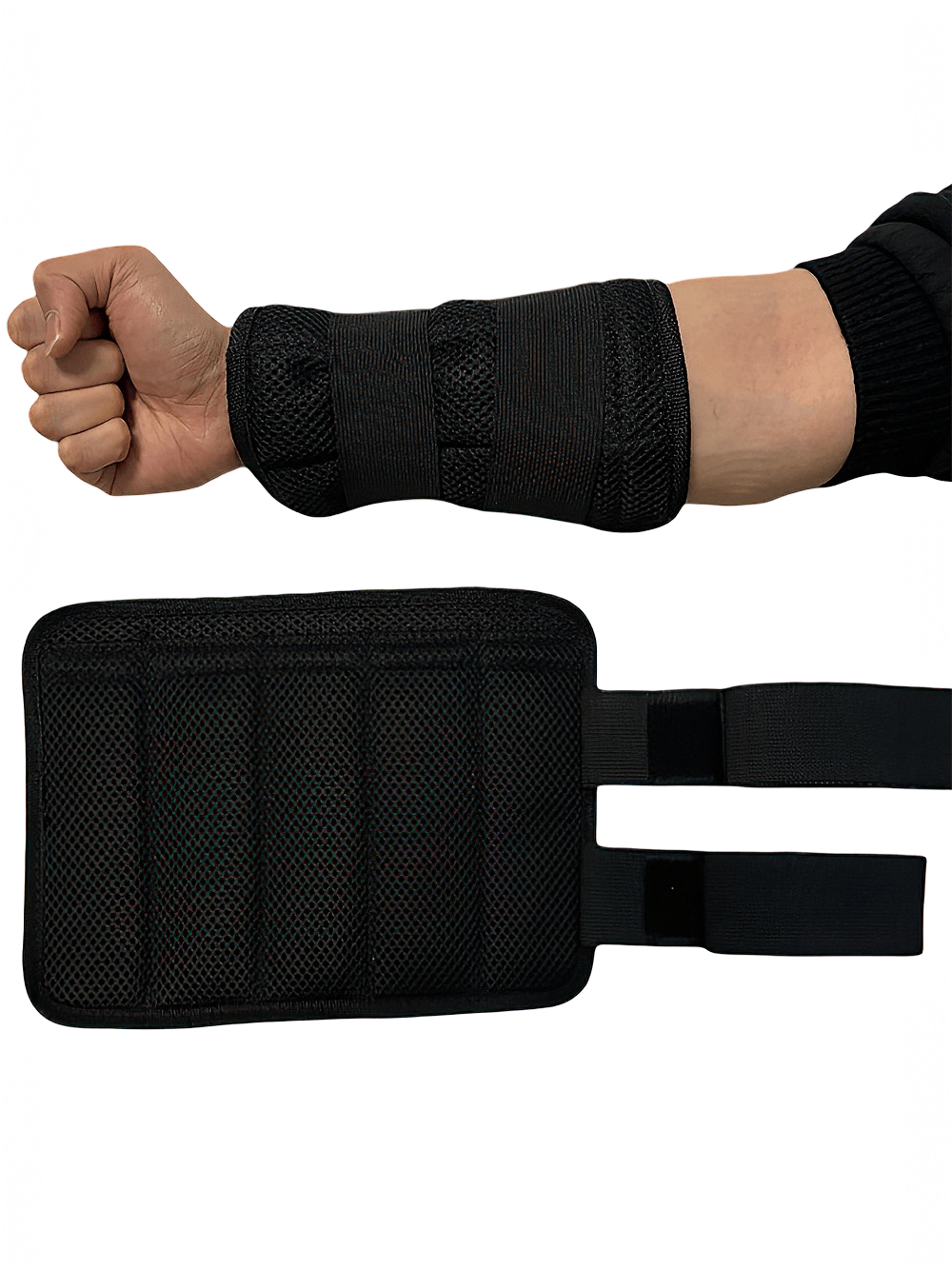 Black adjustable 2pc weighted armband set SF2919 for fitness training, featuring durable nylon and secure closure for enhanced workouts.