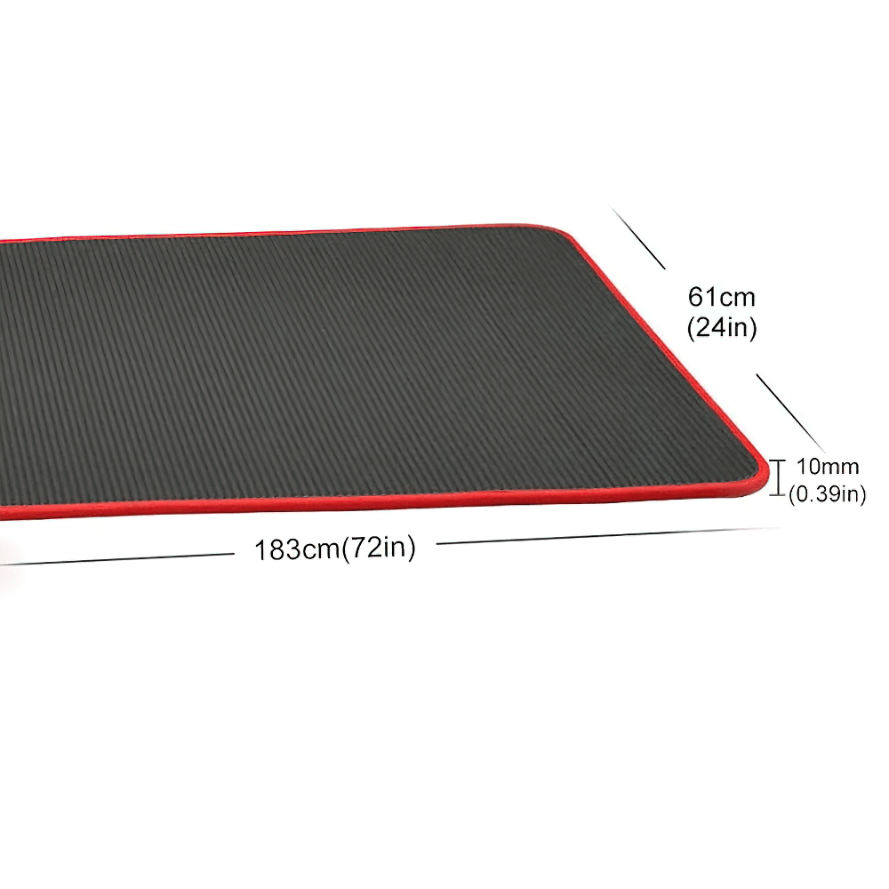 Black and Red Non-Slip Yoga Mat SF3277, dimensions: 183cm x 61cm x 10mm, ideal for yoga, pilates, and exercise.