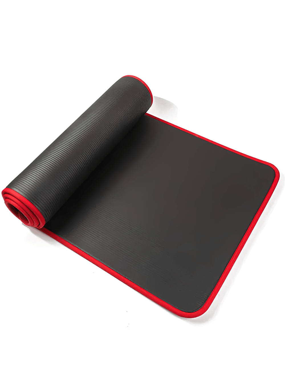 Black and red non-slip thick yoga mat SF3277 for fitness, eco-friendly and durable for yoga, pilates, and floor workouts.
