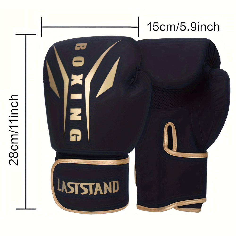 Matte black PU leather boxing gloves with hook and loop strap, ideal for intense training and sparring sessions, SF3135 model.