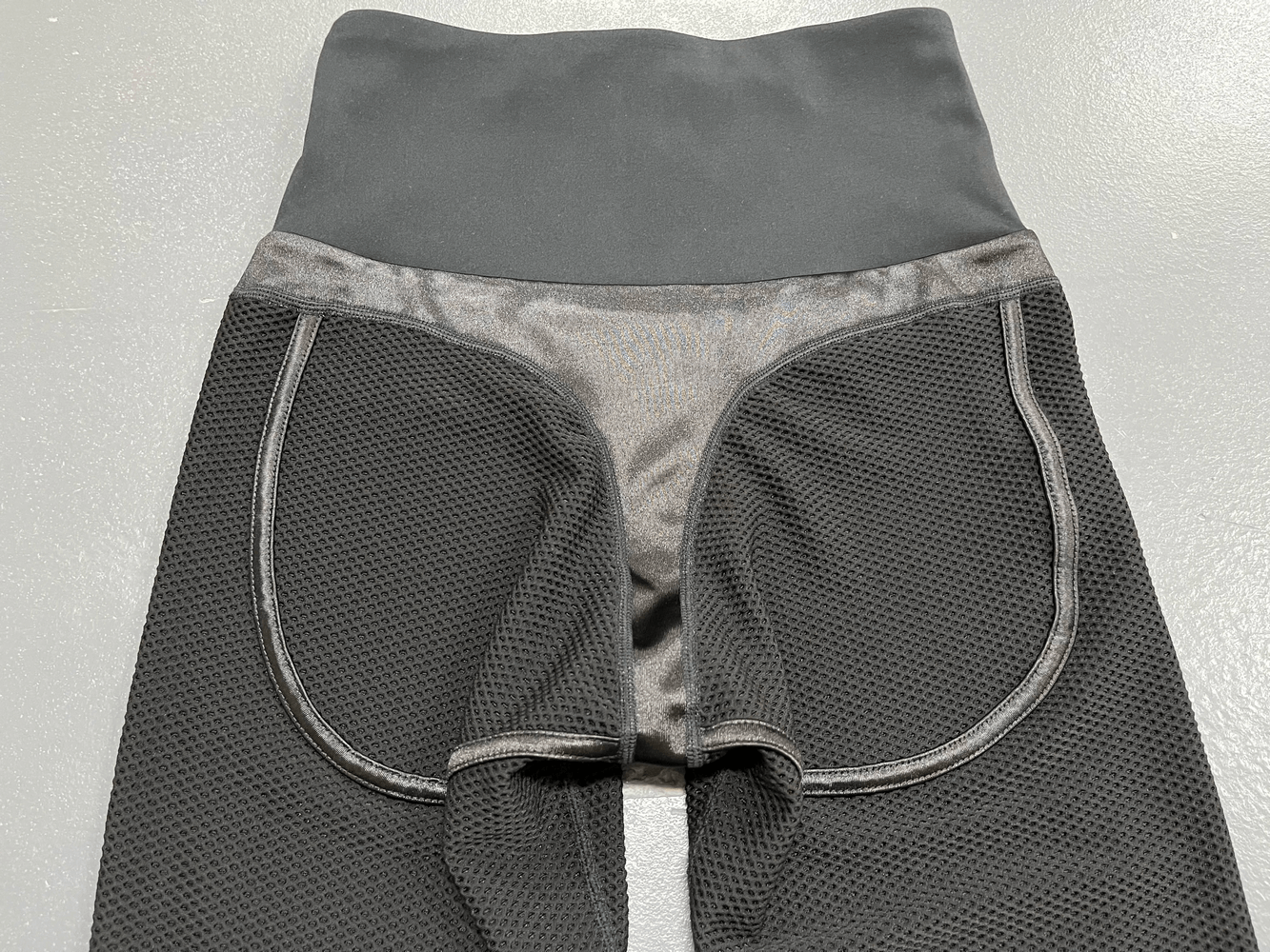 Black High Waist Mesh Yoga Leggings for Women - SF3999 with sheer design for style and comfort.