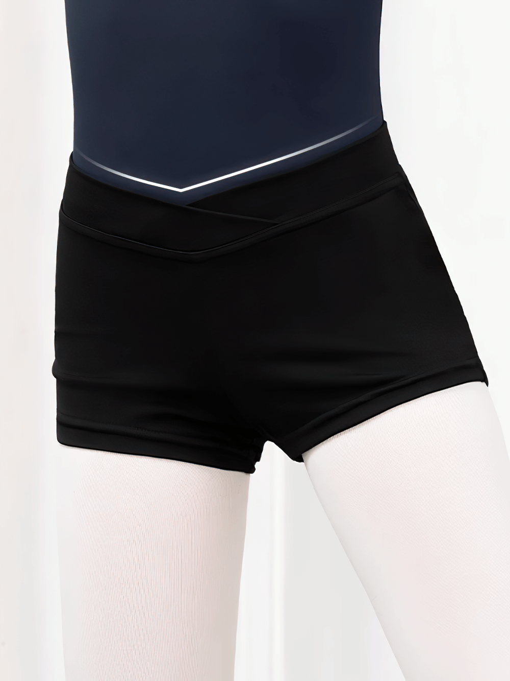 Black Kids Shorts with High Elastic Waistband - SF3748, perfect for gymnastics and yoga, breathable and stretchy fit.