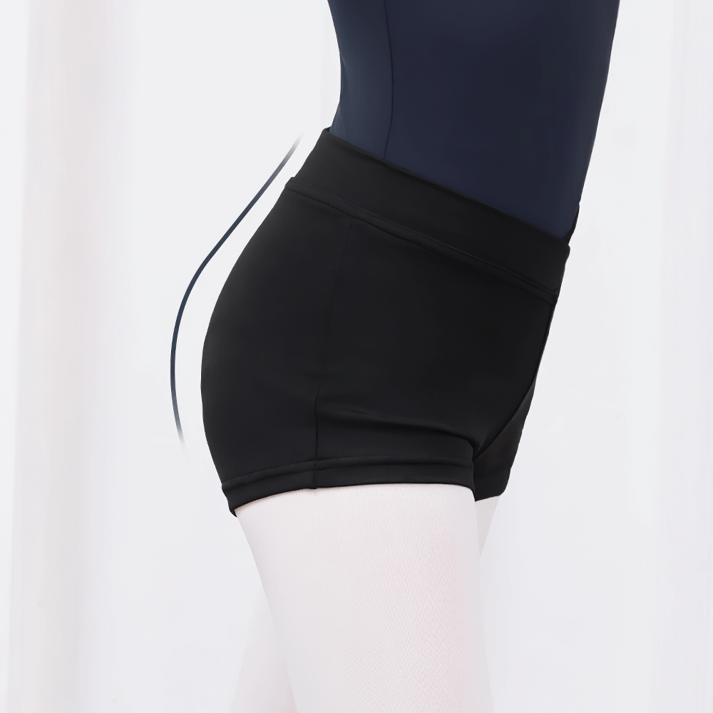 Black Kids Shorts with High Elastic Waistband - SF3748 for gymnastics and yoga, featuring breathable, sweat-wicking fabric.