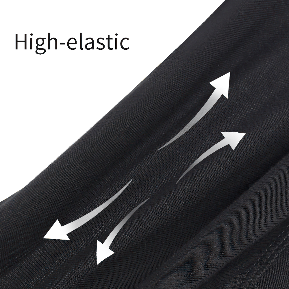 Close-up of fabric showing stretch of Black Kids Shorts with High Elastic Waistband - SF3748, highlighting elasticity.