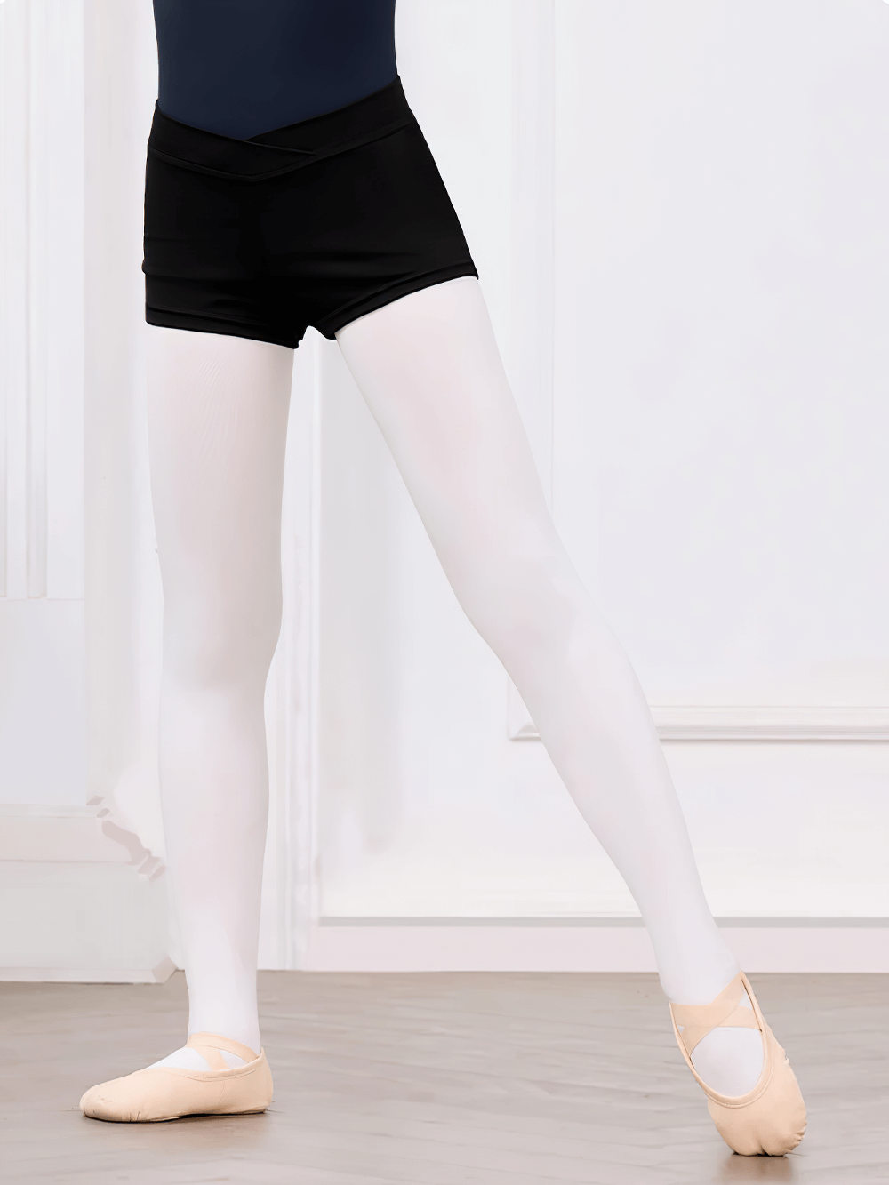 Black Kids Shorts with High Elastic Waistband - SF3748, perfect for gymnastics and yoga, showcased on active child in motion.