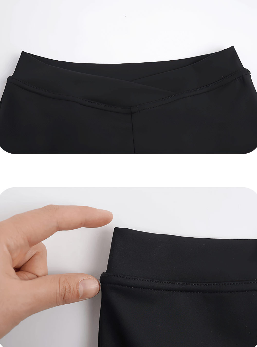 Black Kids Shorts with High Elastic Waistband - SF3748 showing front design and stretchy fabric close-up.