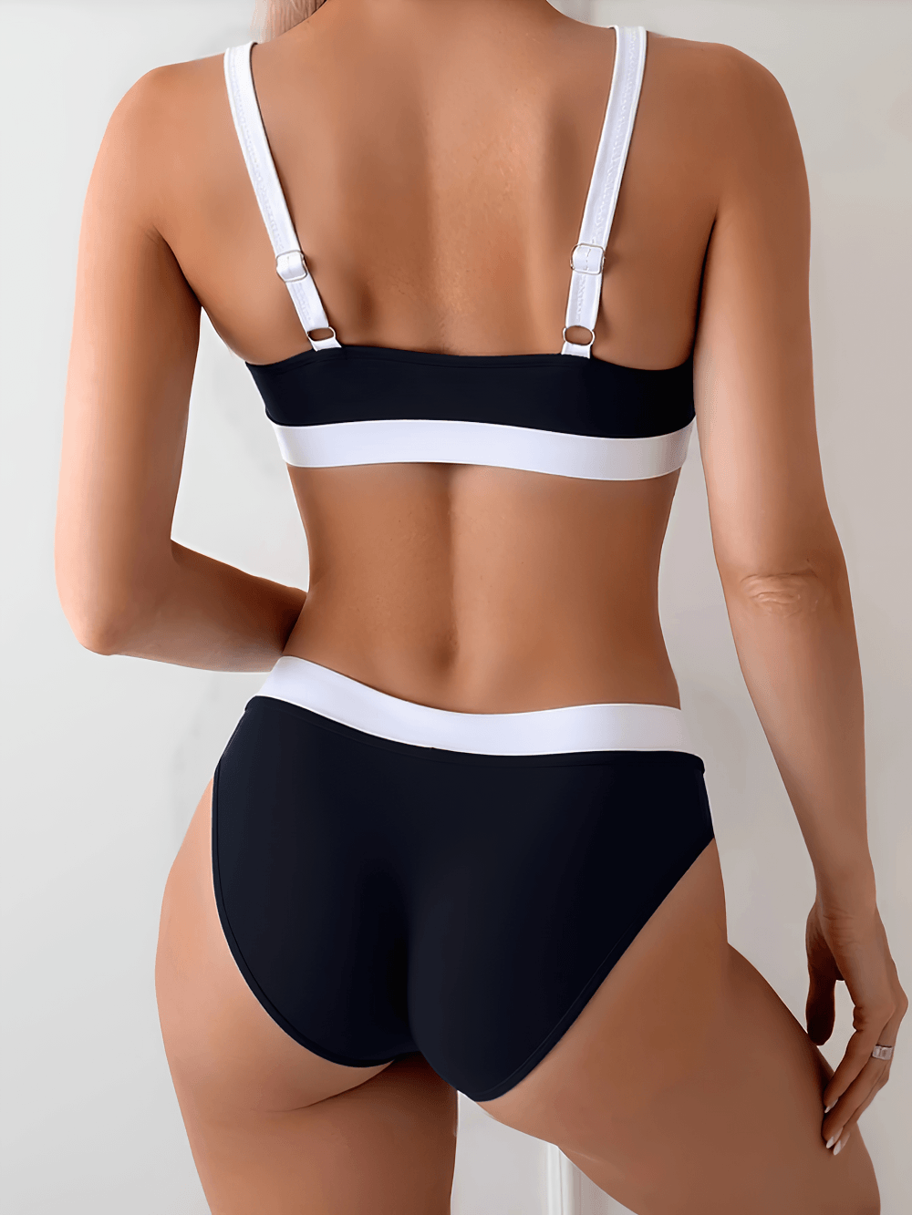 Black-White Stylish High Waist Swimsuit - SF4695