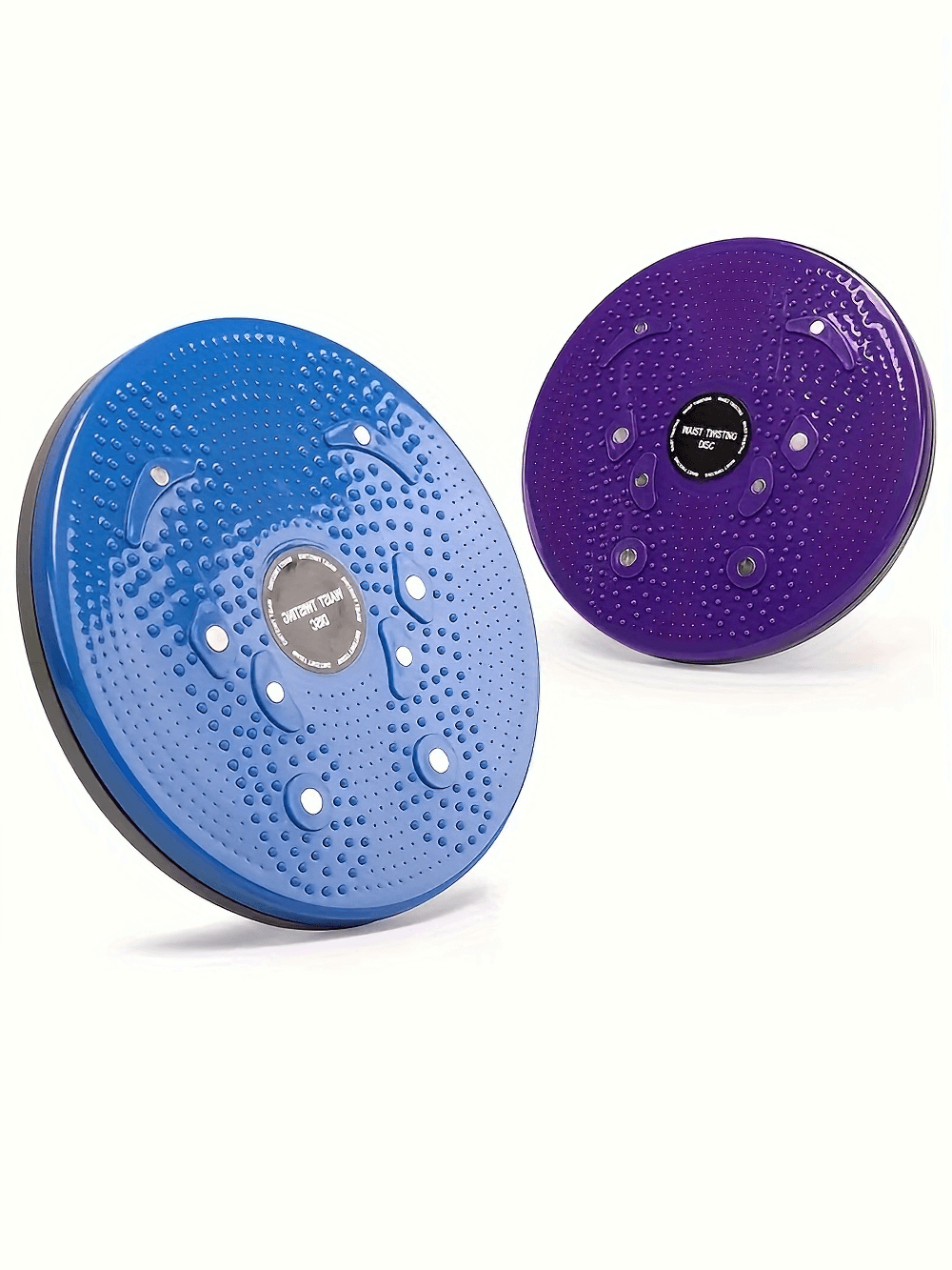 Blue and purple body shaping balance boards for core training, SF2811, waist twisting and stability enhancement. Compact home workout tool.