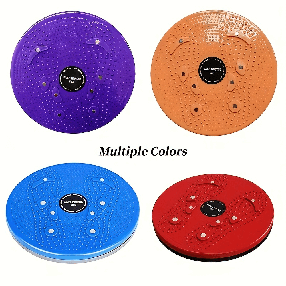 Four colorful body shaping balance boards for core training, showing options in purple, orange, blue, and red.