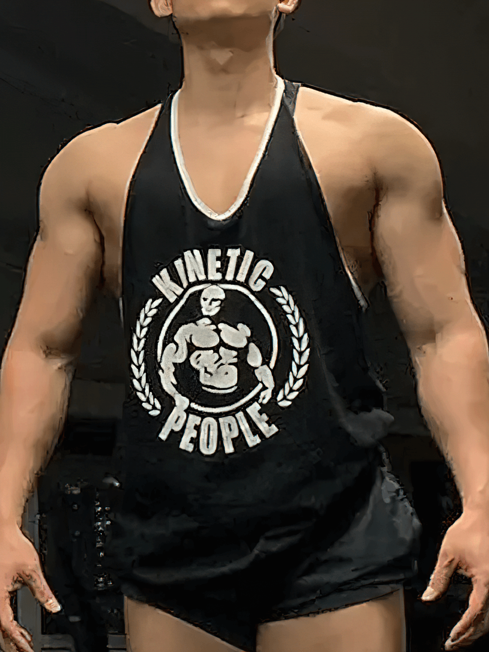 Bodybuilding Stringer Tank Top for Gym Training - SF4144 featuring Kinetic People design on model