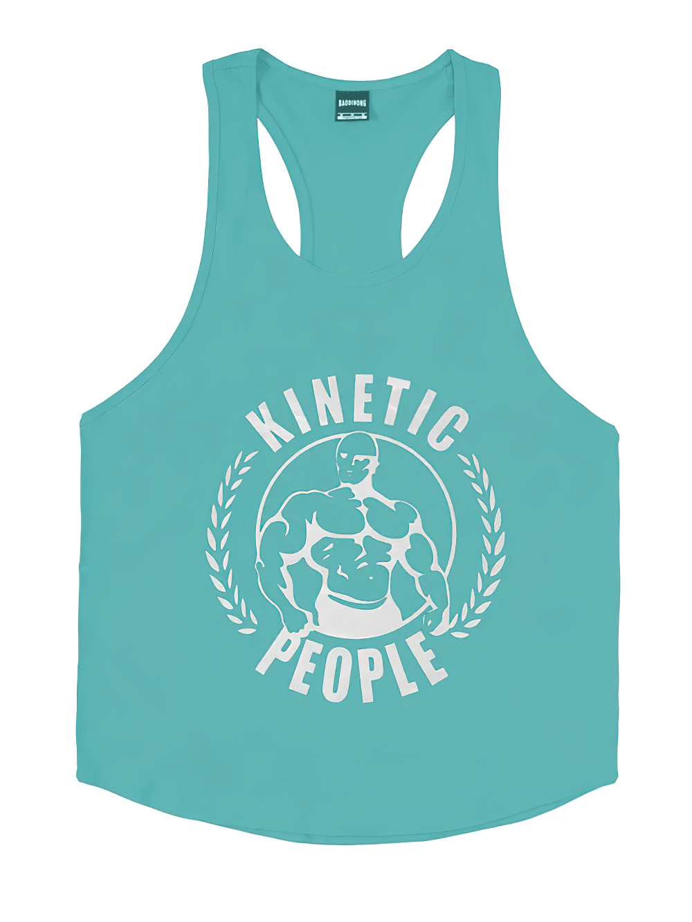 Teal Bodybuilding Stringer Tank Top for Gym Training - SF4144 with Kinetic People design, racerback and wide armholes for comfort and style.