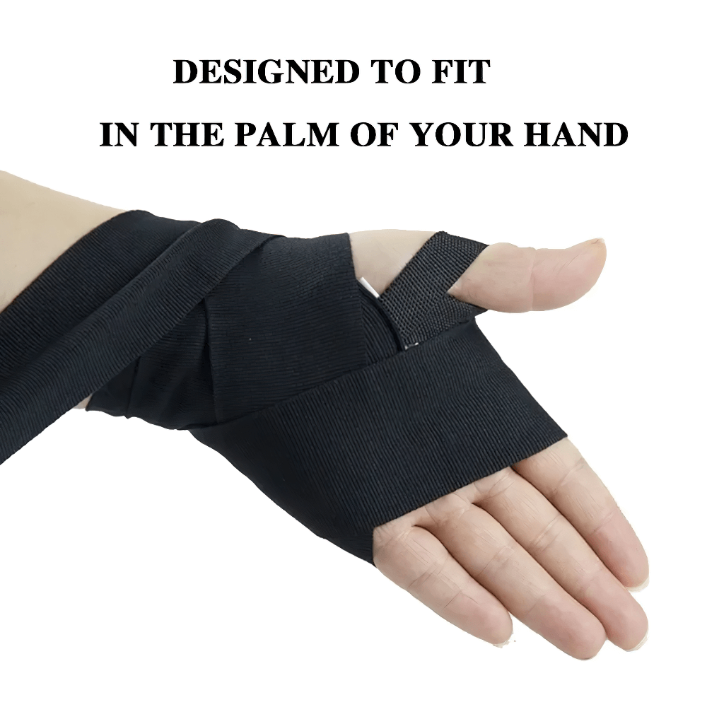 Elastic cotton boxing hand wraps for MMA and training, offering wrist and knuckle support. Designed for secure fit with hook-and-loop closure.
