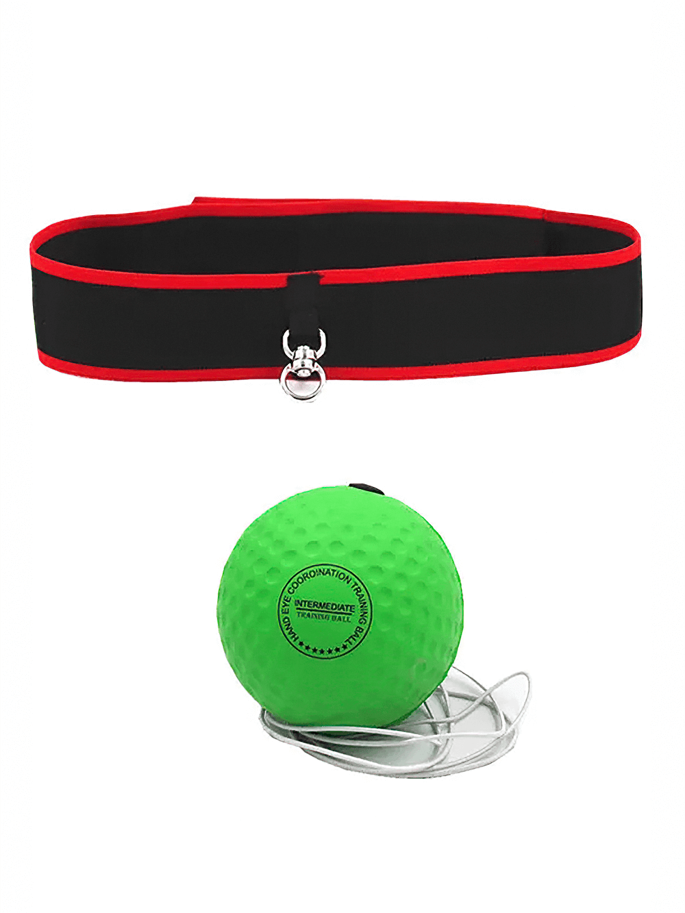 Boxing reaction ball with adjustable headband for training reflexes and speed improvement.