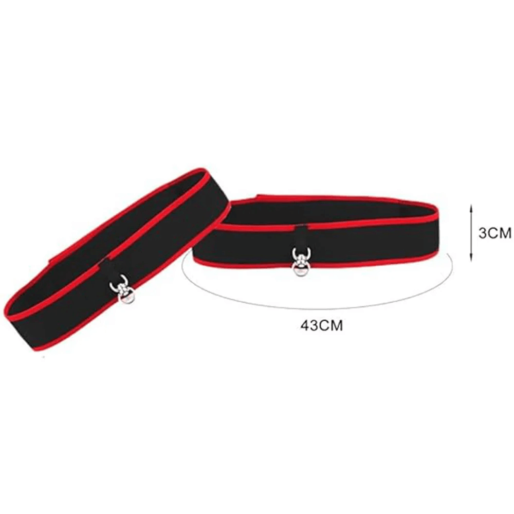 Adjustable red and black nylon headband for boxing reaction ball measuring 43cm by 3cm, perfect for combat training and reflex drills.