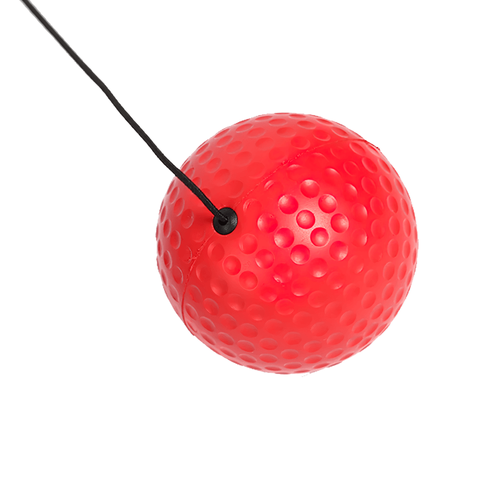 Red boxing reflex ball for training attached to black string for agility and reaction practice