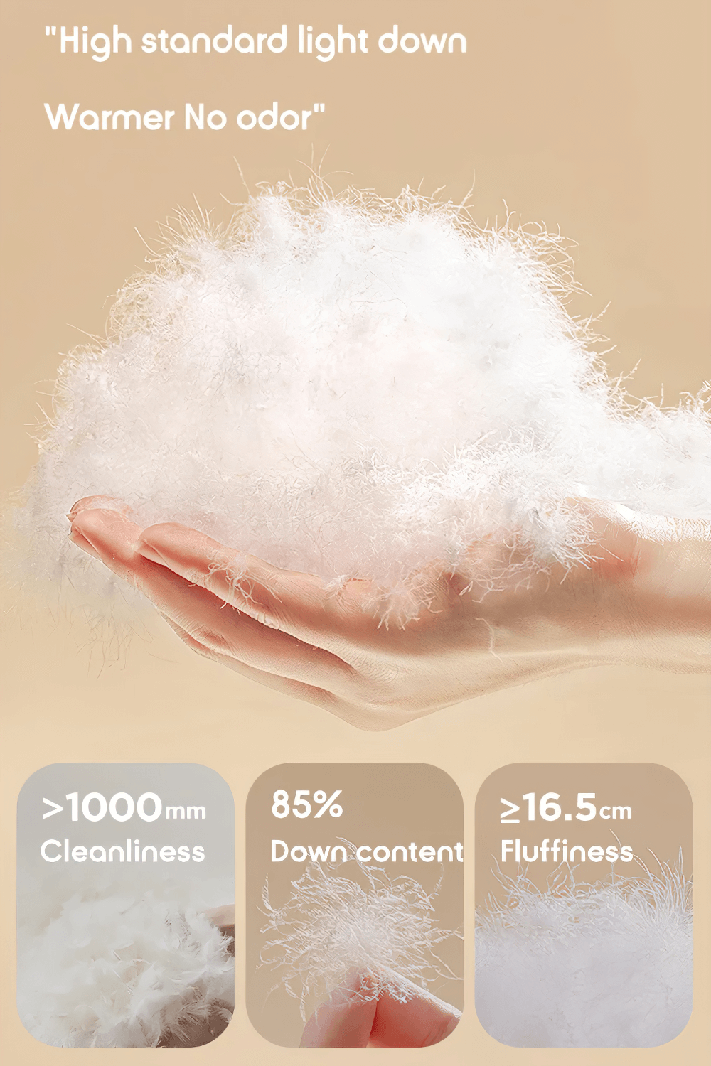 Hand holding fluffy light down suitable for Boys and Girls Puffer Down Jacket for Cold Weather - SF3691