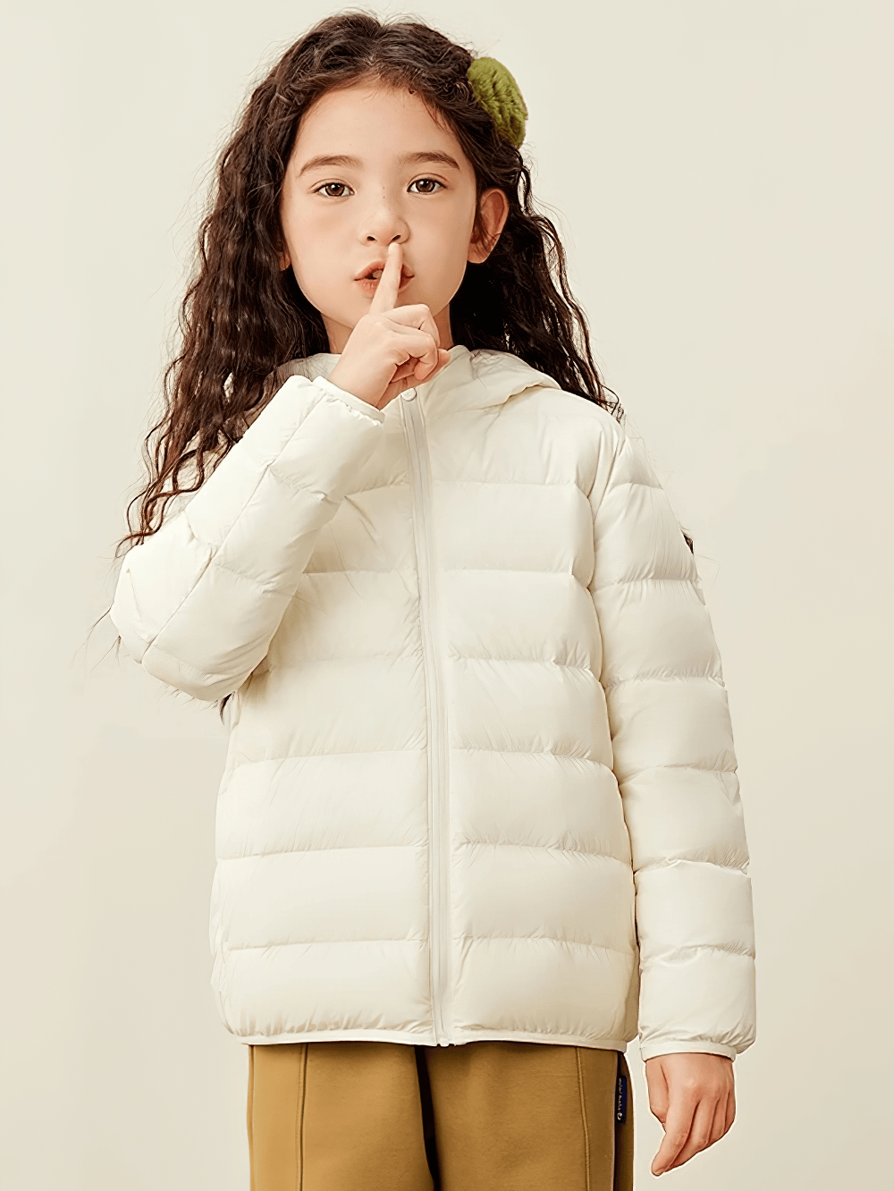 Child wearing Boys and Girls Puffer Down Jacket for Cold Weather - SF3691 in white