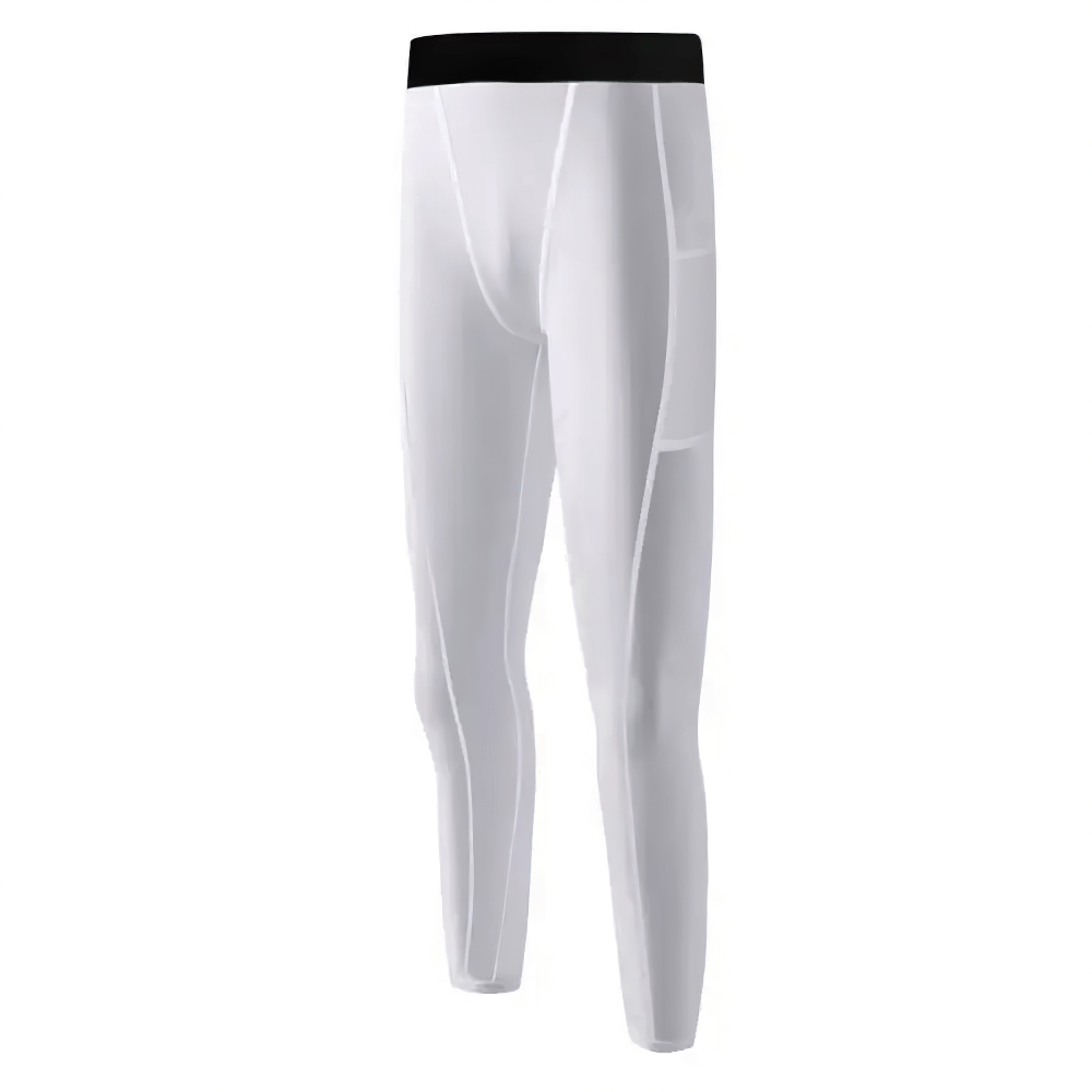 Boys Athletic Base Layer Tights for Training - SF3759, white compression leggings for boys, ideal for sports and workouts.