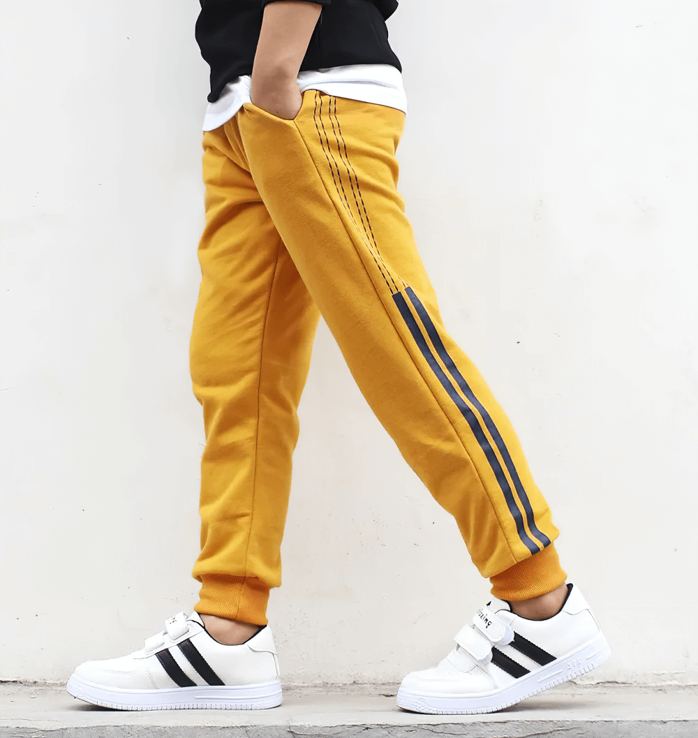 Boys Athletic Jogger Sweatpants with Pockets - SF3611 in yellow with side and back pockets, perfect for active wear and comfort.