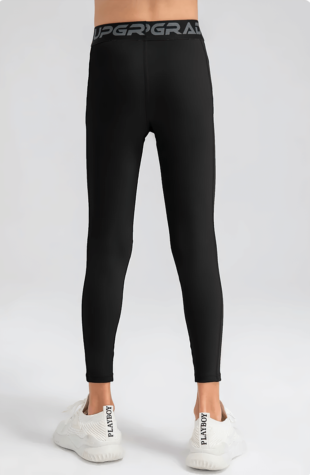 Back view of Boys Compression Sports Leggings for Training - SF3794, showcasing elastic waist and snug fit for active kids.