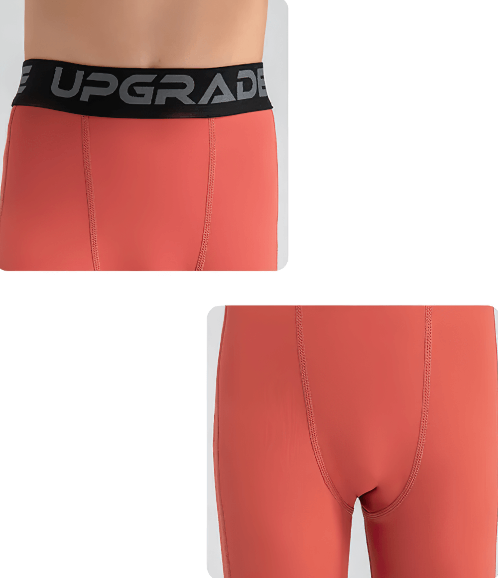 Boys Compression Sports Leggings for Training - SF3794, showcasing orange color and elastic waist for secure wear during sports activities.