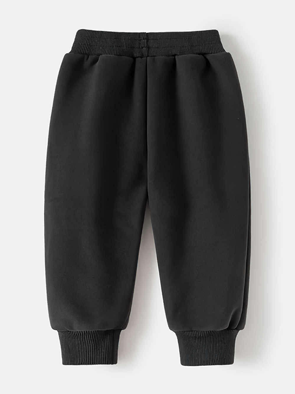 Boys Fleece Lined Sport Jogger Pants with Cuffs - SF3912, featuring elastic waist and ankle cuffs, in black, back view