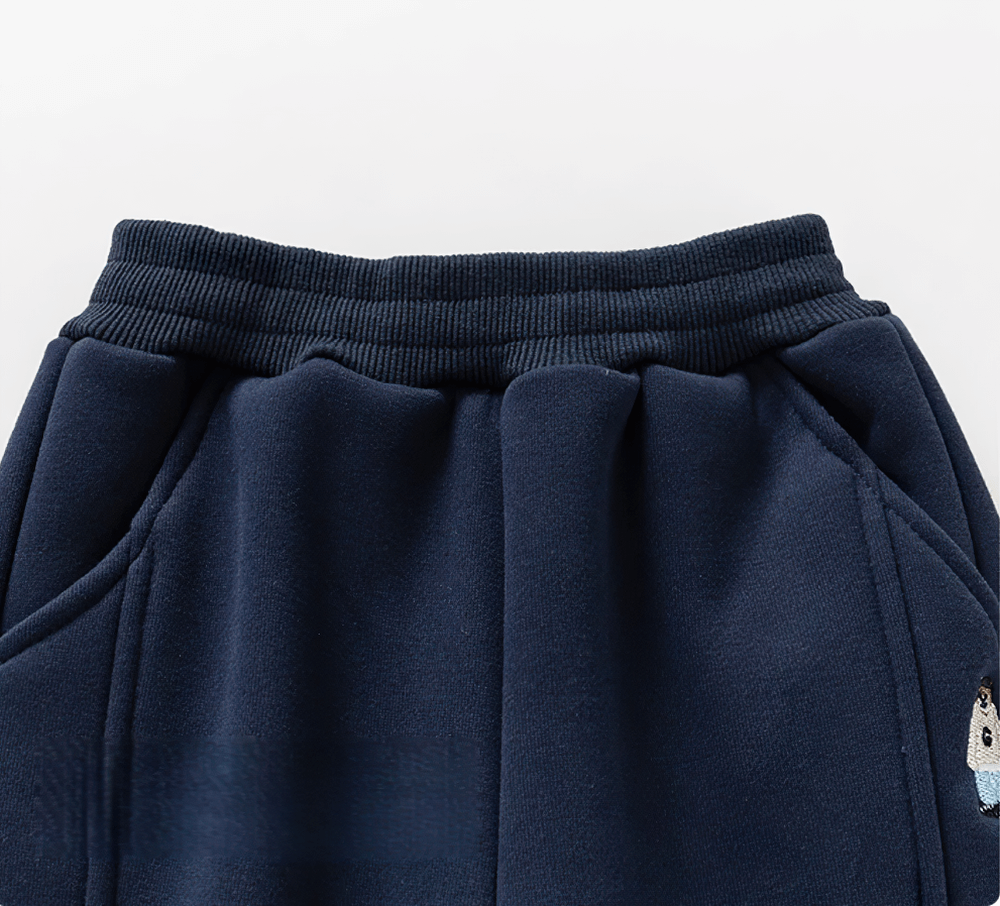 Boys Fleece Lined Sport Jogger Pants with Cuffs - SF3912 showing elastic waist and side pockets detail.