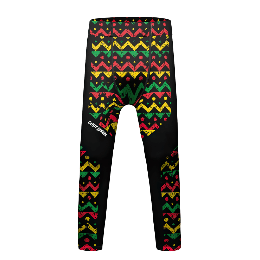 Boys Graphic Sport Compression Running Leggings - SF3864 with colorful athletic graphics for outdoor play and sports activities.