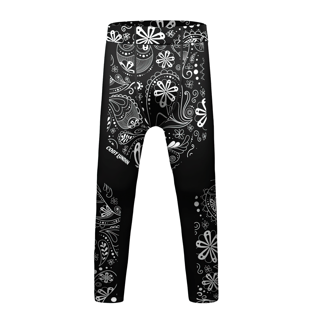 Boys Graphic Sport Compression Running Leggings - SF3864 with bold athletic graphics and elastic waist for running and training.