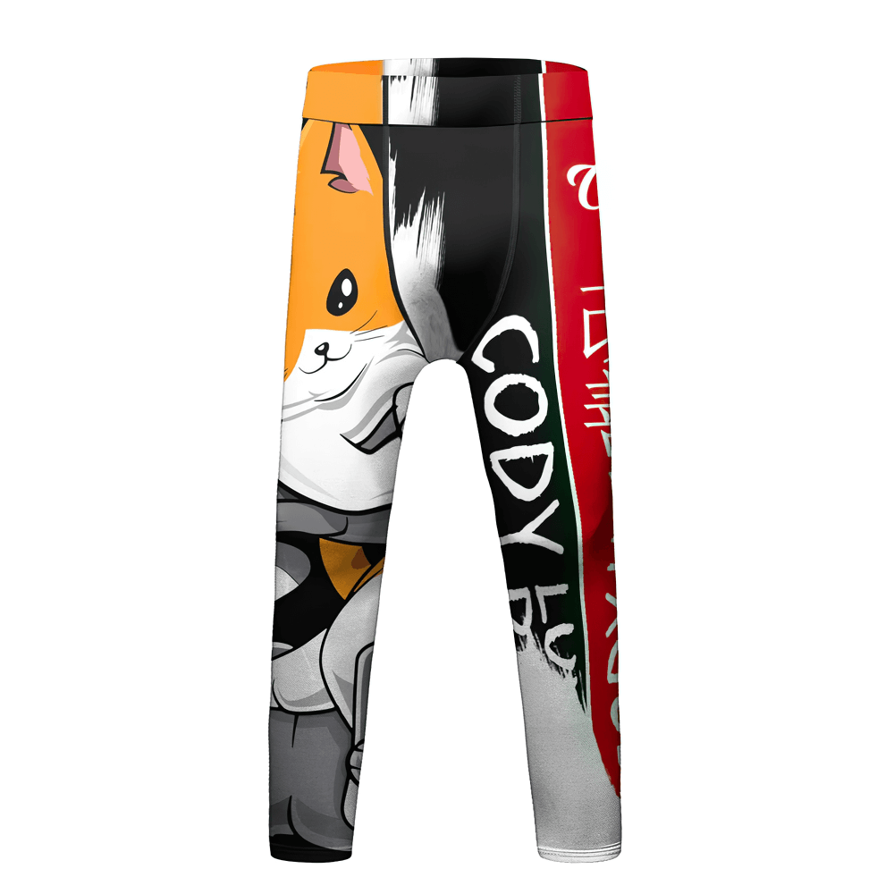Colorful Boys Graphic Sport Compression Running Leggings - SF3864 with fun design, perfect for active kids, showcasing bold graphics.