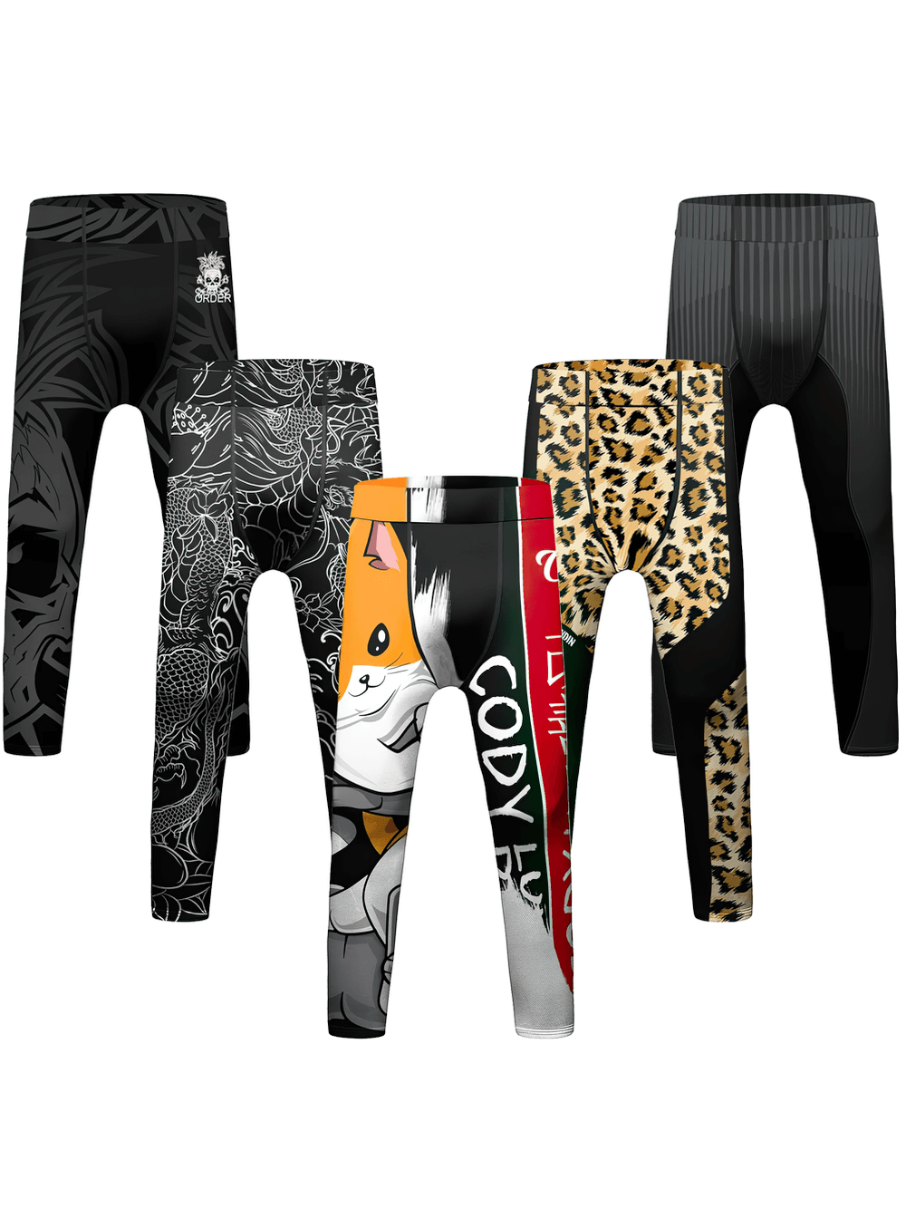 Boys Graphic Sport Compression Running Leggings - SF3864 in various bold designs
