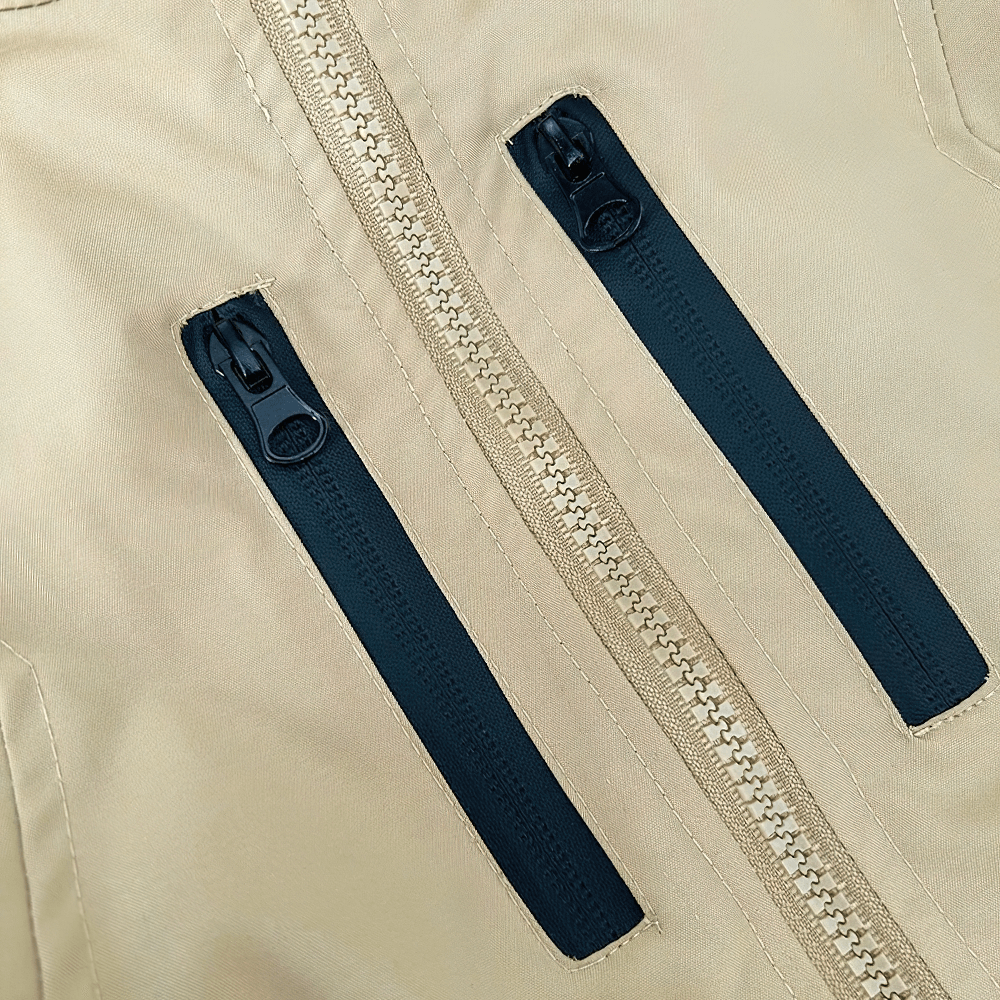 Close-up of zipper details on Boys Hooded Zipper Windbreaker Jacket - SF3565