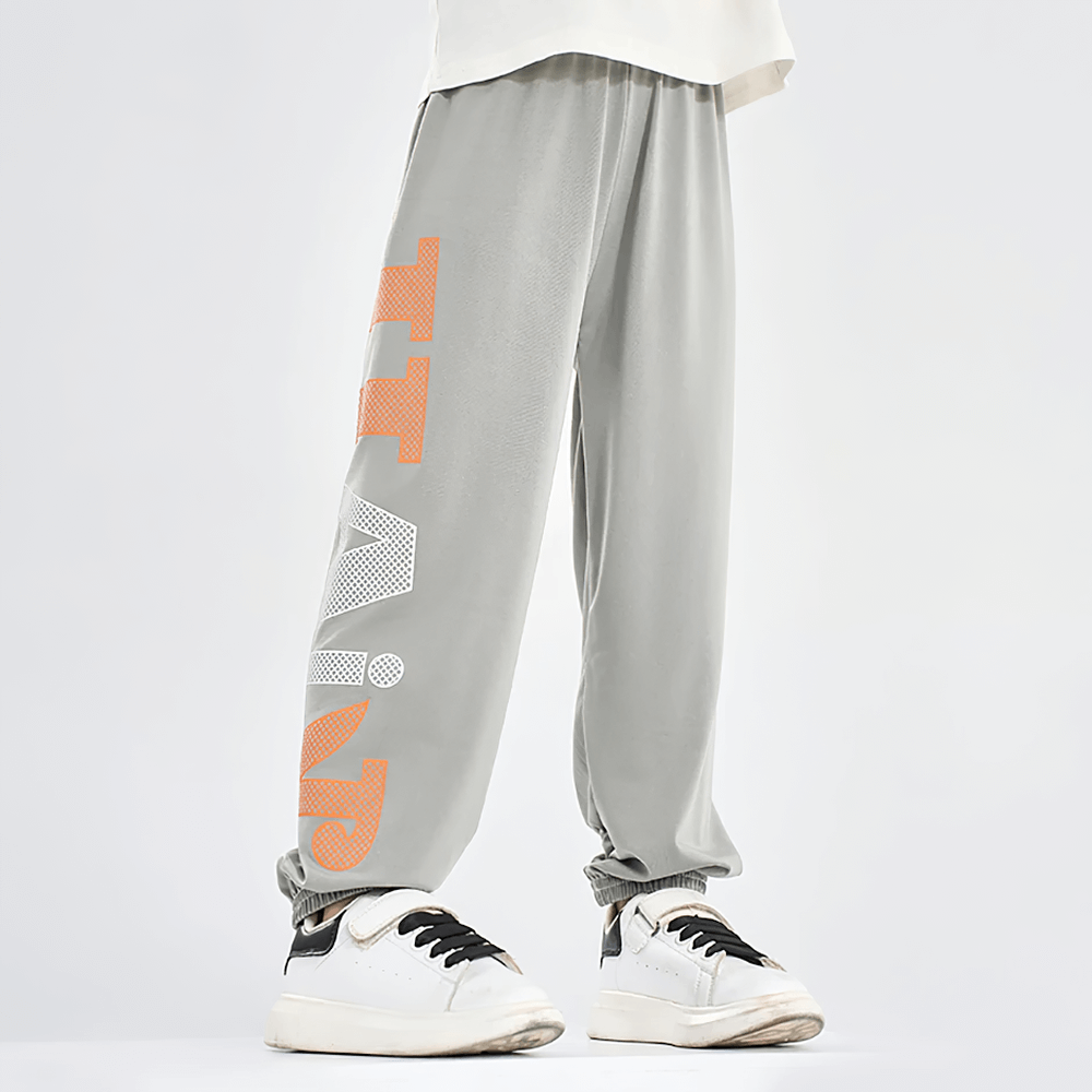 Boys Letter Print Jogger Pants with Elastic Waist - SF4016, featuring bold letter design and elastic waist for easy pull-on wear.
