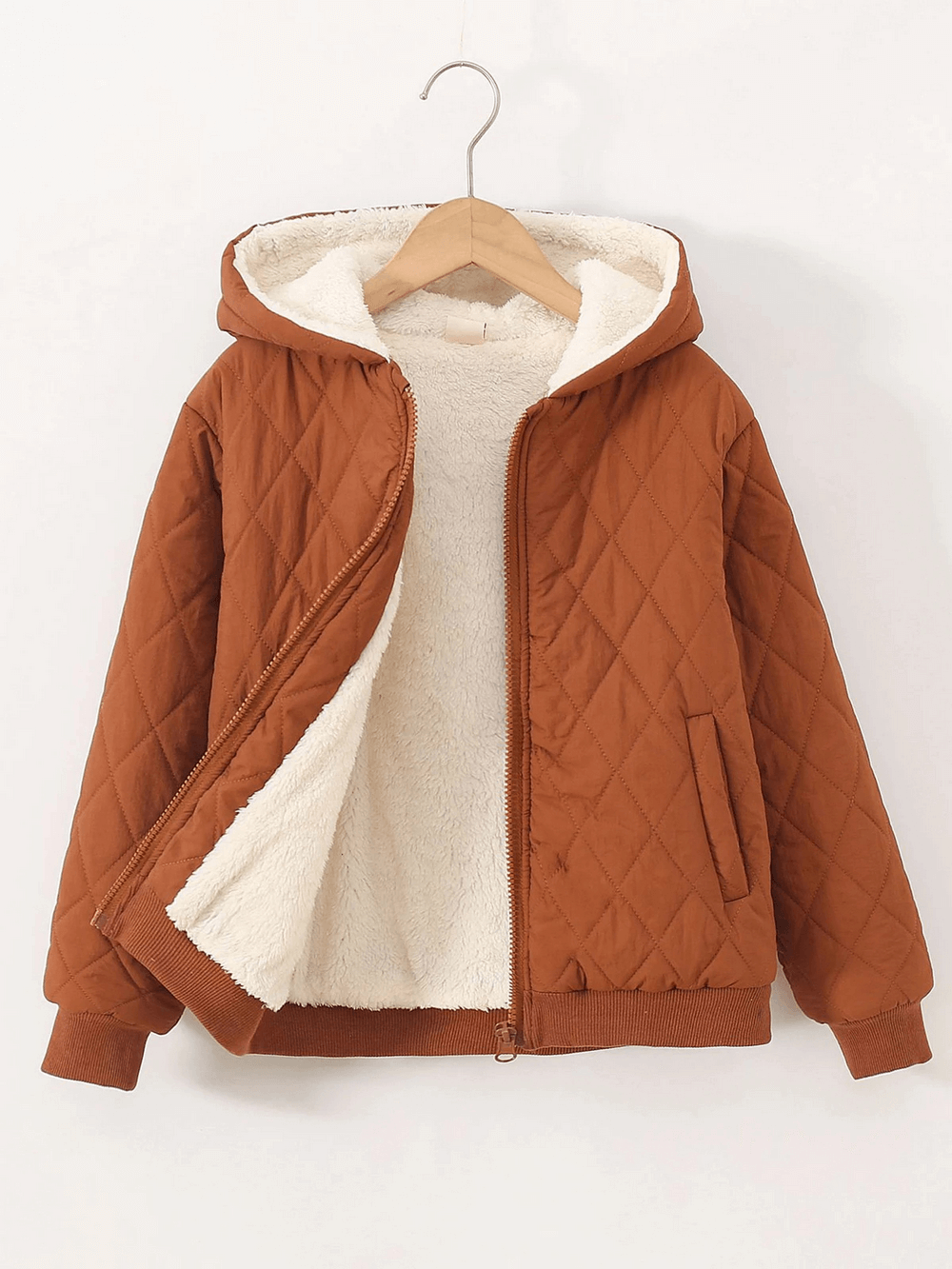 Boys Quilted Hooded Jacket with Zipper - SF3901