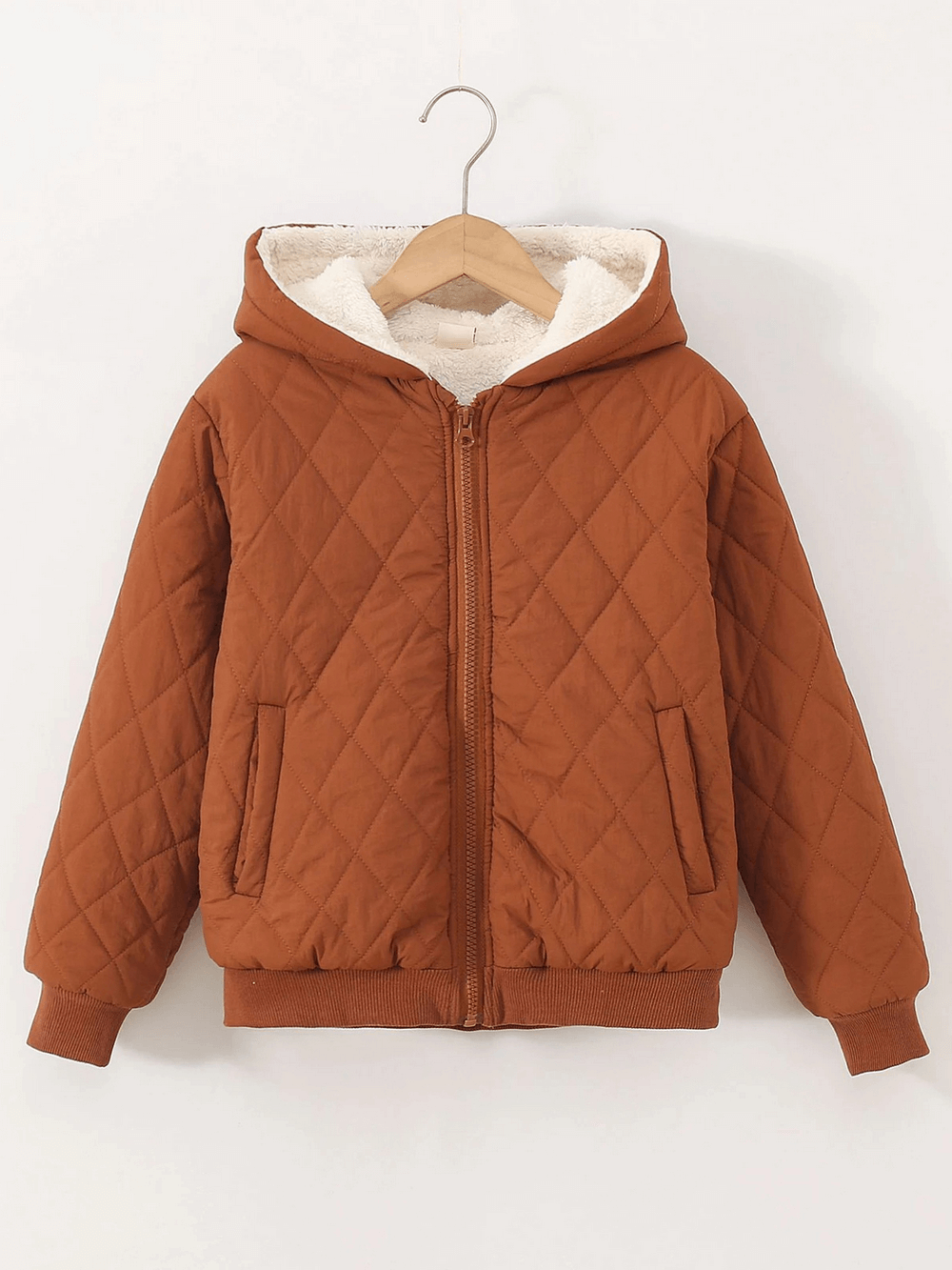 Boys Quilted Hooded Jacket with Zipper - SF3901